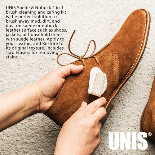 Miniatura 4 de Cepillo de limpieza y cuidado de 4 vías para gamuza y cuero nobuck, limpiador de zapatos y botas, kit esencial con 2 borradores adicionales