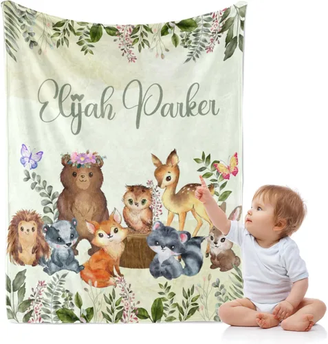 Miniatura 20 de J&SBGFT Manta de bebé personalizada para niños, personalizada con nombre, manta de recepción para niños pequeños, niños, cuna, cochecito, decoración