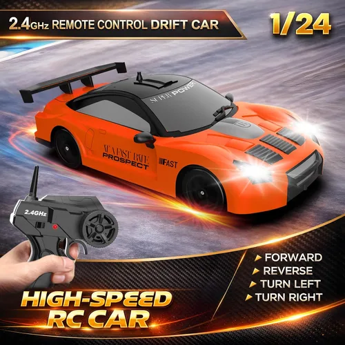 Miniatura 2 de Auto de control remoto RC Drift Car 2.4GHz escala 1:24 4WD 15KM/H Modelo de vehículo de alta velocidad con luces LED Drifting Tire Racing Sport Toy