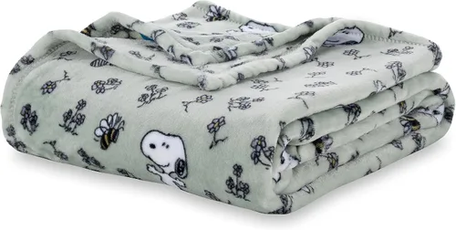 Miniatura 13 de Berkshire Blanket Peanuts® VelvetLoft® Manta de Felpa con el Tierno Personaje Snoopy, Peanuts Snoopy Everyday Buffalo Plaid Navy Tonal, Manta 55