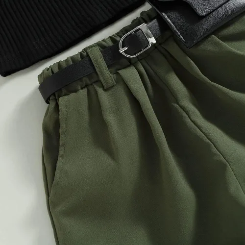 Miniatura 173 de TheFound Trajes de verano para niñas pequeñas, sin mangas, de punto acanalado, halter, pantalones cortos, ropa para recién nacidos, conjunto de 3