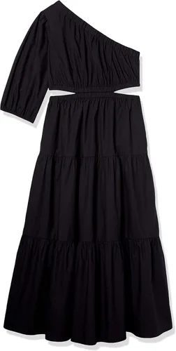 Miniatura 6 de The Drop Vestido midi escalonado con un hombro descubierto para mujer