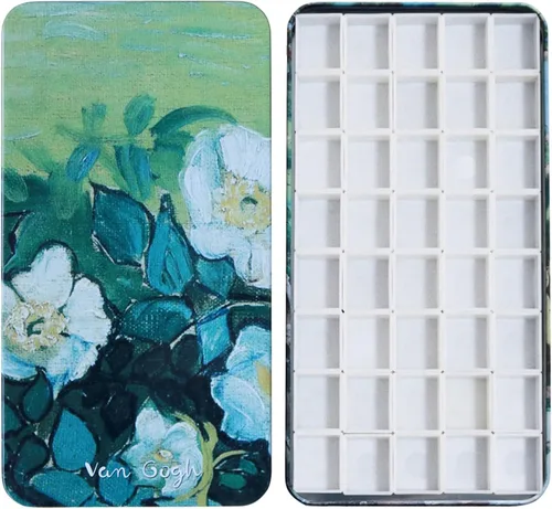 FCLUB Paleta vacía de pintura de lata de acuarela con 40 medias bandejas vacías y 40 cuadrados magnéticos adhesivos 3M Rosa salvaje