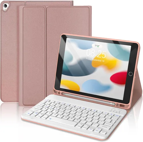 Miniatura 14 de Funda con teclado táctil para iPad de 9ª/8ª/7ª generación de 10.2 pulgadas, Pro 10.5, Air 3ª generación, funda inteligente con soporte para lápices
