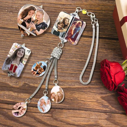 Miniatura 12 de Colgante de cristal con foto personalizada para automóvil, hogar, adornos colgantes con imagen personalizada, espejo retrovisor de coche, accesorios