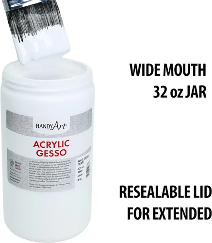 Miniatura 2 de Handy Art Gesso acrílico, 32 onzas, blanco, imprimación para lienzo, madera y superficies de pintura de artistas, mejora la adherencia de la pintura