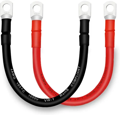 Miniatura 35 de Cable de batería, cables de batería 2 AWG con terminales, 2 cables de batería de cobre (1 pie).