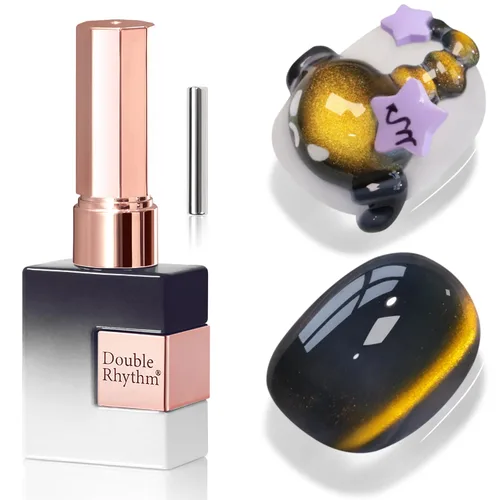 Miniatura 45 de Double Rhythm Esmalte de gel Jelly Glass de ojo de gato con imán, 0.5 onzas líquidas, brillo holográfico, brillante, translúcido
