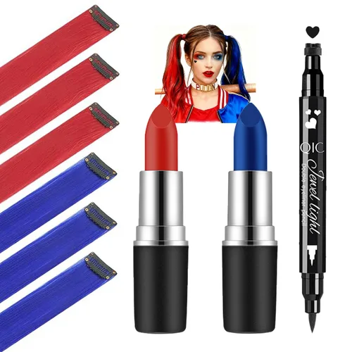 Miniatura 8 de Mysense Kit de pintura facial para disfraz de Halloween, cosplay, fiesta, maquillaje para mujeres y niñas, pintura facial roja y azul, crema Set1