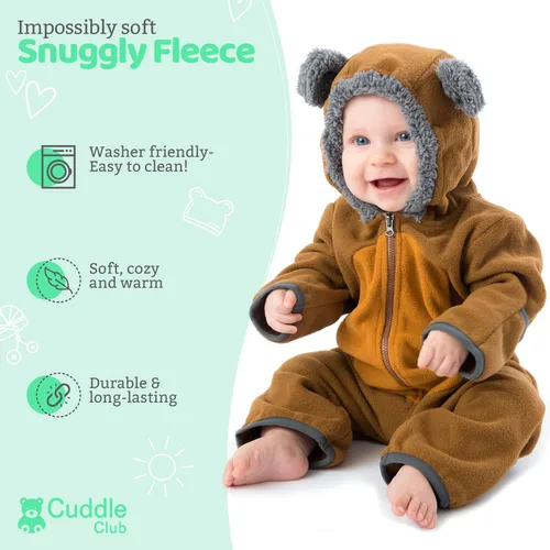 Miniatura 105 de Enterizo de vellón para bebé, rómper de una sola pieza con capucha para niños, ropa para exteriores, chaqueta infantil