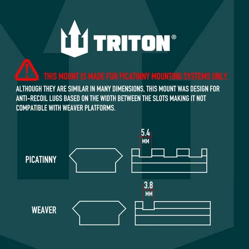 Miniatura 6 de Triton Atlas - Soporte elevador Picatinny de grado táctico de 4 ranuras, perfil alto de 1.2 pulgadas, color negro
