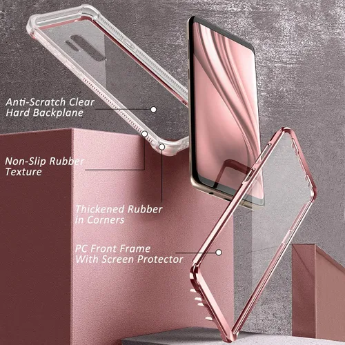Miniatura 4 de Dexnor Funda compatible con Samsung Galaxy S9 Plus con protector de pantalla, marco galvanizado, cubierta trasera transparente, resistente 360
