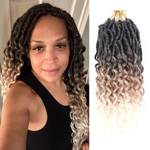 Miniatura 42 de Cabello de ganchillo para mujeres negras Goddess Locs de 14 pulgadas 8 paquetes 613 Locs falsos suaves preenganchados trenzas de ganchillo cabello