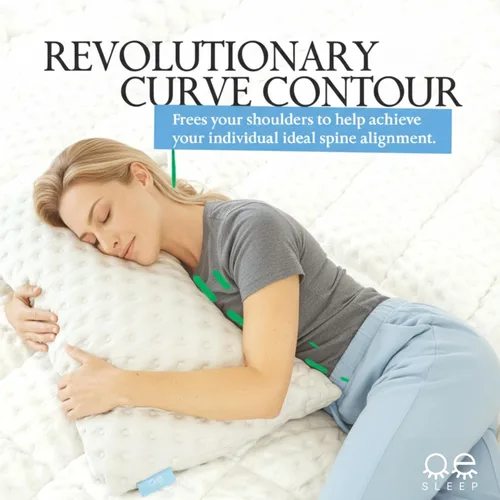 Miniatura 4 de Almohada de cama para personas que duermen de lado y de espalda, almohada refrescante curvada para aliviar el dolor de cuello y hombros, almohada