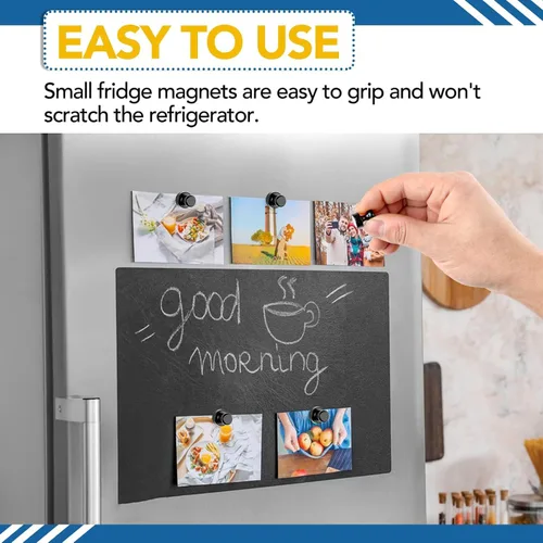 Miniatura 6 de LOVIMAG - Imanes negros para refrigerador, 60 unidades, para pizarra blanca, imanes de neodimio fuertes, pequeños, imanes tipo chincheta de metal