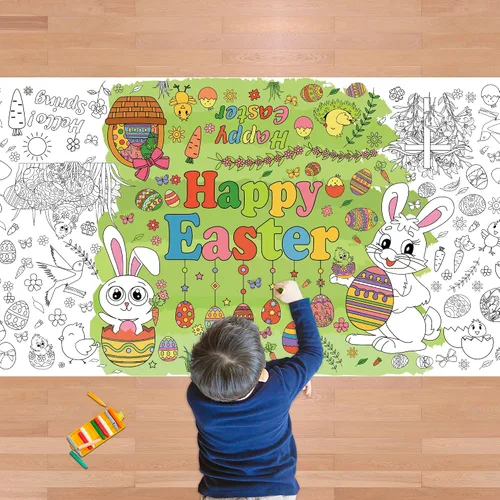 Miniatura 32 de OHOME Póster/mantel gigante de Navidad para colorear, manualidades de Navidad para niños, 30 x 72 pulgadas, pancarta de papel gigante para colorear