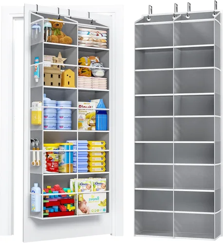 Miniatura 9 de PureSpace Organizador de 5 niveles sobre la puerta, 10 bolsillos laterales de malla y ventanas transparentes, almacenamiento colgante resistente
