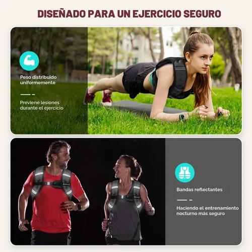 Miniatura 4 de BAGAIL Chaleco con peso de 5, 8, 10, 12, 15, 20, 25, 30 lbs, para caminar y perder peso, reflectante, con bolsa para teléfono, para mujeres y Negro