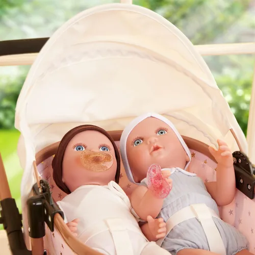 Miniatura 10 de LullaBaby Muñecas gemelas realistas de 14 pulgadas - Tonos de piel claros y ojos azules - Cuerpos suaves y trajes extraíbles - Sombrero, diadema