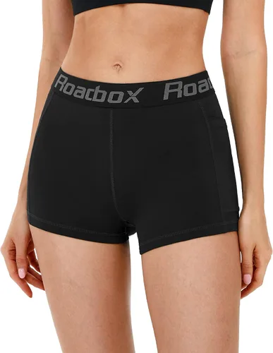 Miniatura 2 de Roadbox Pantalones cortos de compresión de elastano para mujer, pantalones cortos de voleibol de 3"5" con bolsillosin bolsillo, secado rápido
