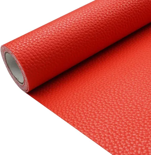 Miniatura 10 de Tela de cuero de imitación de textura litchi azul bebé PU 11.8x53.14 pulgadas (30x135 cm) de 1.13 mm de espesor para tapicería, manualidades