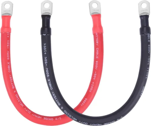 Miniatura 44 de Cable de batería flexible de 1/0 AWG con terminales de 3/8" - Alambre de cobre puro OFC para inversor y soldadura para automotriz, solar, RV