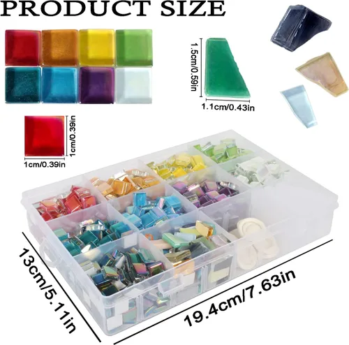 Miniatura 3 de Azulejos de mosaico de 1.5 libras surtidos de azulejos de mosaico de cristal iridiscente para manualidades, juego de piezas de mosaico de vidrio