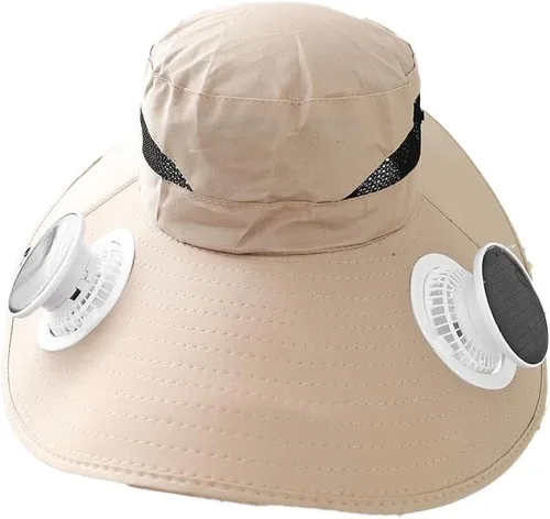 Miniatura 9 de Sombrero de ventilador alimentado por energía solar, con 2 ventiladores de carga solar USB extraíbles, sombrero de ala ancha para pesca al aire