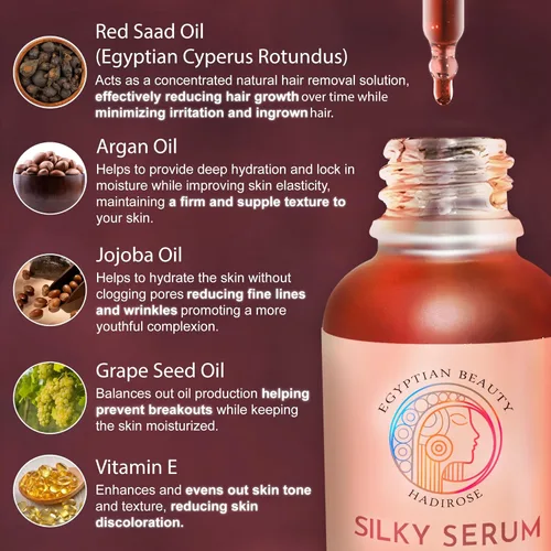 Miniatura 3 de Red Egyptian Cyperus Rotundus Suero depilatorio Aceite concentrado de Saad rojo puro Inhibidor del crecimiento del cabello Cuidado poscera