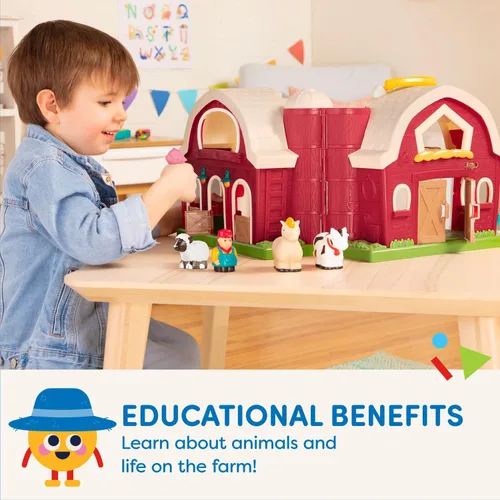 Miniatura 6 de Battat Big Red Barn, Animal Farm Playset - Juguete de aprendizaje para niños pequeños, 18M Plus, 13.5" x 9"x 12
