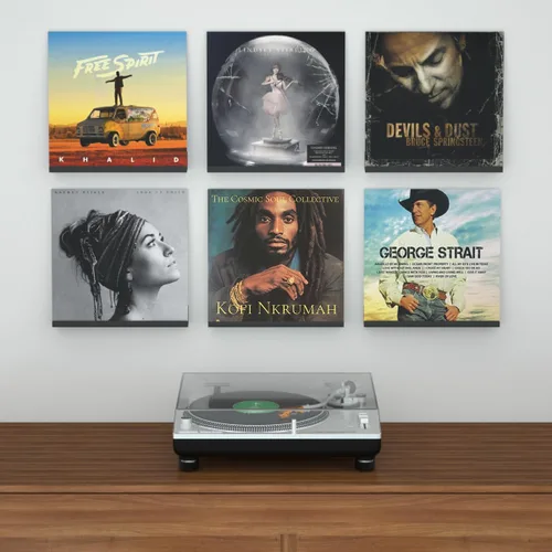 Miniatura 5 de NIUBEE Soporte de pared de acrílico para discos de vinilo (montaje perforado, negro)