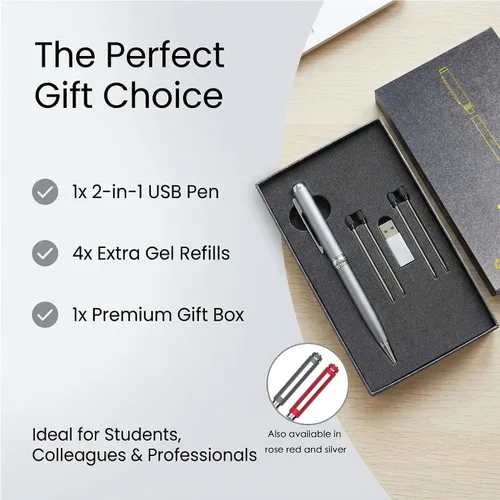 Miniatura 5 de Bolígrafo de tinta de almacenamiento USB-C (64-512 GB), unidad flash 2 en 1 y bolígrafo de escritura con 4 recambios y adaptador USB-A a C