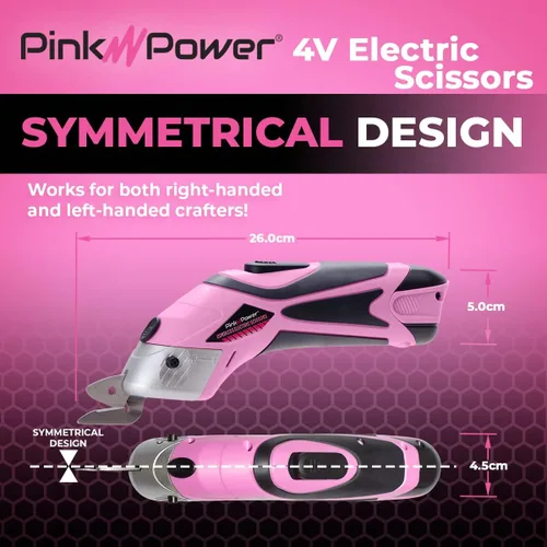 Miniatura 3 de Pink Power Tijeras eléctricas de tela para manualidades, costura, cartón, alfombra y álbumes de recortes, herramienta de corte profesional Rosa