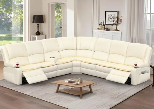 Miniatura 43 de Yolsali Sofá reclinable, sofá reclinable manual de 3 plazas con cojín de 2 niveles, sofás reclinables para sala de estar con consola removible