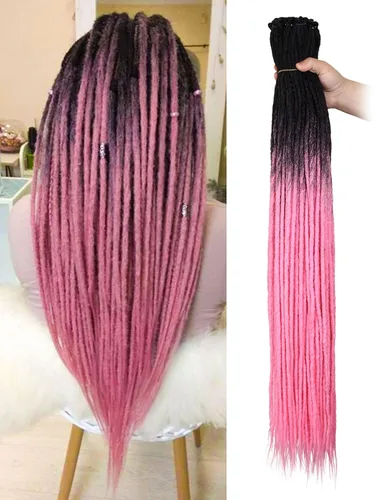 Miniatura 59 de 15 extensiones de rastas de doble extremo, 24 pulgadas, extensiones de rastas falsas de 0.6 pulgadas, color marrón degradado, extensiones de rastas