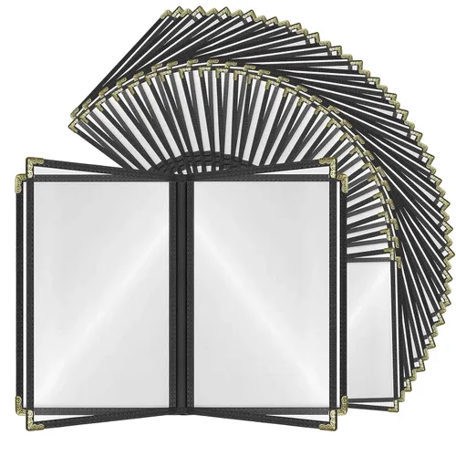 Miniatura 45 de Goodsmart - Fundas para menú de restaurante, paquete de 25 unidades, color negro, 2 vistas, soportes para menú de carga superior, cubiertas