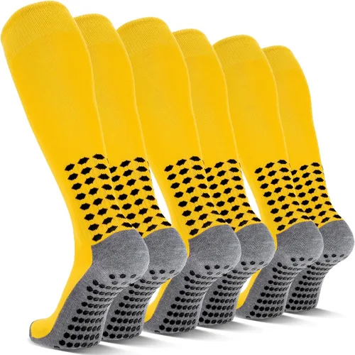 Miniatura 8 de 3 pares de calcetines de fútbol de agarre para hombre, acolchados, antideslizantes, para fútbol, baloncesto, deportes, hasta la rodilla, calcetines