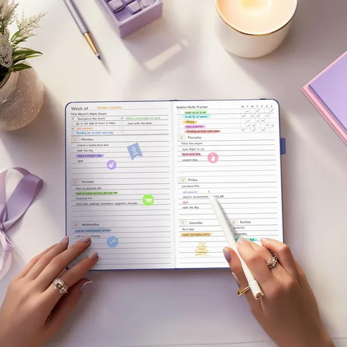 Miniatura 7 de Planificador semanal sin fecha para 2026, Planificador de calendario semanal y mensual simplificado Forvencer, Cuaderno diario organizador lindo