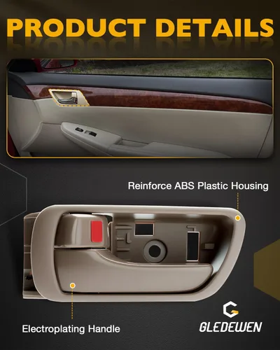 Miniatura 5 de Juego de manijas de puerta exterior e interior, compatible con Toyota Camry 2002-2006, interior y exterior beige delantero y trasero izquierdo