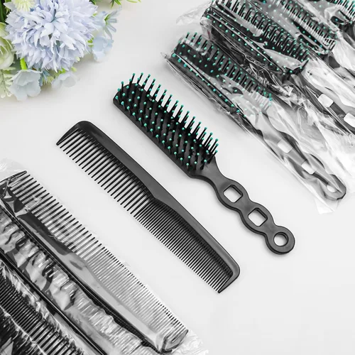 Miniatura 4 de Juego de 50 cepillos y peines para el cabello a granel para personas sin hogar envueltos individualmente, cepillos de pelo a granel de 25 y 7