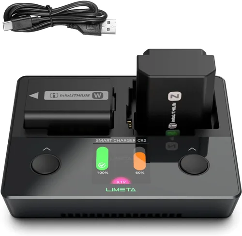 Cargador de batería de cámara 3 en 1 para Sony NP-FZ100 NP-FW50 NP-BX1, cargador rápido LCD de doble ranura USB-C compatible con baterías de cámara