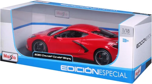 Miniatura 8 de Chevrolet Corvette Stingray C8 Gris Oscuro Metálico con Rayas de Carreras 1/18 Modelo de Auto Fundido a Presión por Maisto