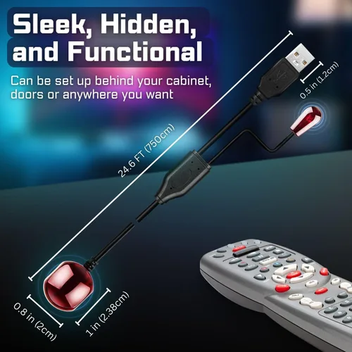 Miniatura 8 de TNP Cable extensor de control remoto infrarrojo infrarrojo (10 pies) - Receptor IR alimentado por USB y cable de extensión de emisor IR - Kit