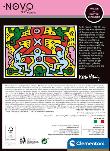 Miniatura 3 de Clementoni - Keith Haring Haring-1000 piezas para adultos, arte, pinturas famosas, Made in Italy, multicolor, 39757