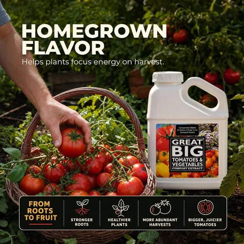 Miniatura 6 de Great Big Tomatoes and Vegetables - Fertilizante líquido Booster – Acondicionador orgánico de suelo, extracto de compost líquido con ácido húmico
