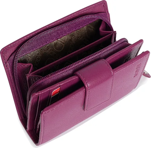 Miniatura 5 de SADDLER - Cartera de piel de lujo para mujer, con cierre RFID, tamaño mediano, con cierre de cremallera, ideal para monedas de identificación