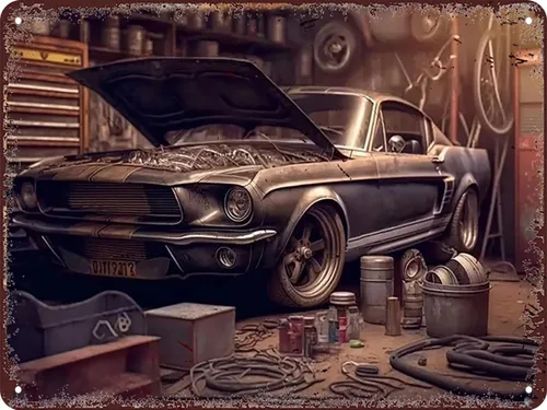 Letrero de metal vintage de carreras, letrero de lata retro de garaje, regalo para amantes de los autos, decoración de pared para bares, cafeterías,