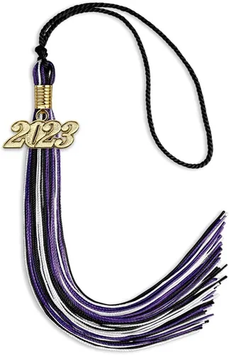 Miniatura 49 de Endea Graduation Borla mixta de triple color con gota de fecha dorada (negro/dorado/blanco, 2021)