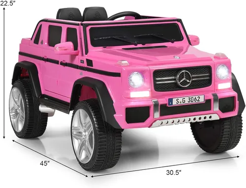 Miniatura 8 de HONEY JOY vehículo eléctrico para paseo con licencia Mercedes-Benz Maybach G650, camión con batería de 12 V, juguetes con luces LED, música, Rosa