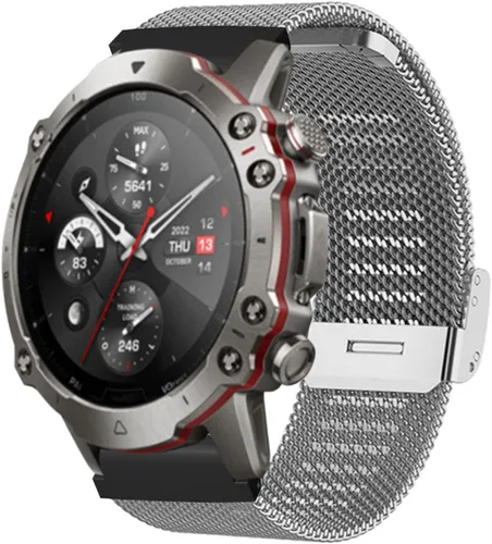 Miniatura 10 de Correa de reloj de 0.866 in de malla de acero inoxidable ajustable compatible con Amazfit Falcon T REX 2 Ultra